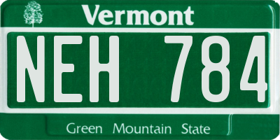 VT license plate NEH784