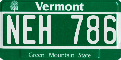 VT license plate NEH786