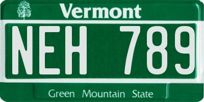 VT license plate NEH789