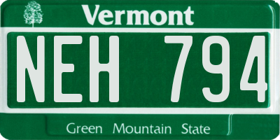 VT license plate NEH794