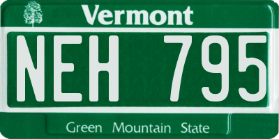 VT license plate NEH795