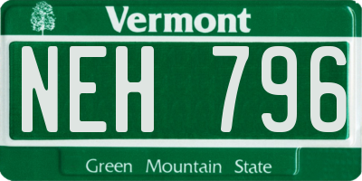 VT license plate NEH796