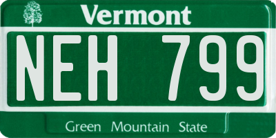 VT license plate NEH799
