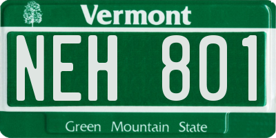 VT license plate NEH801
