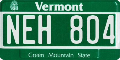 VT license plate NEH804