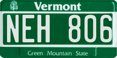 VT license plate NEH806