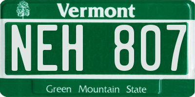 VT license plate NEH807