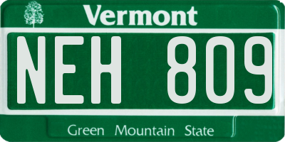 VT license plate NEH809