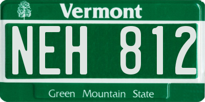 VT license plate NEH812