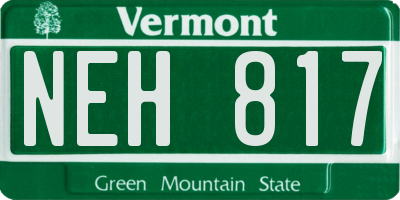 VT license plate NEH817