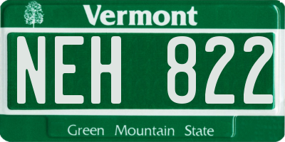 VT license plate NEH822