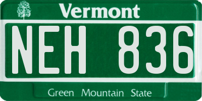 VT license plate NEH836