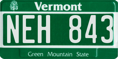 VT license plate NEH843