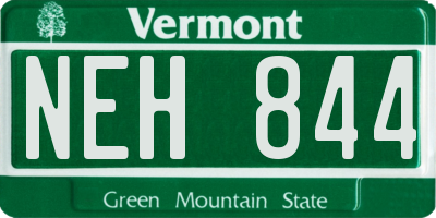 VT license plate NEH844