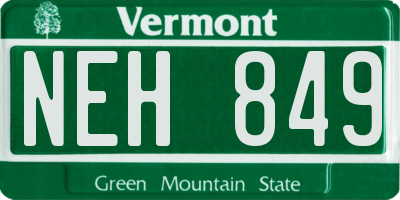 VT license plate NEH849