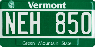 VT license plate NEH850
