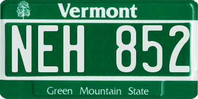 VT license plate NEH852