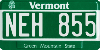VT license plate NEH855