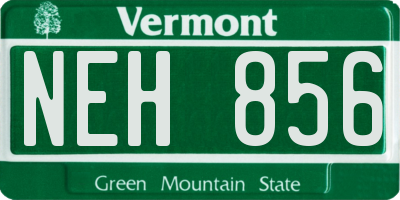 VT license plate NEH856
