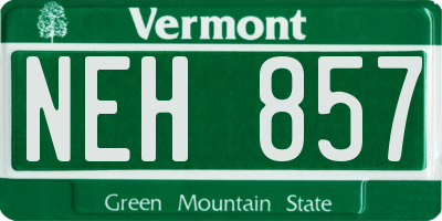 VT license plate NEH857