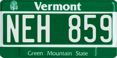 VT license plate NEH859