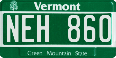 VT license plate NEH860