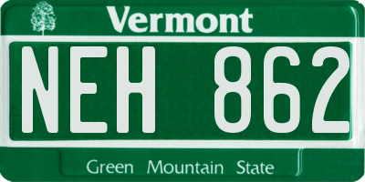 VT license plate NEH862