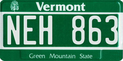 VT license plate NEH863