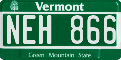 VT license plate NEH866