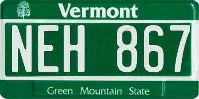 VT license plate NEH867