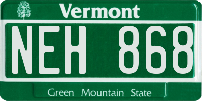 VT license plate NEH868