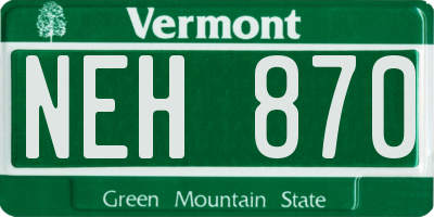 VT license plate NEH870