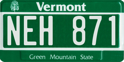 VT license plate NEH871