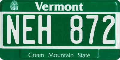 VT license plate NEH872