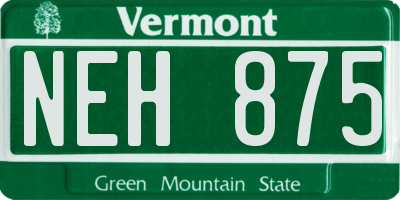 VT license plate NEH875