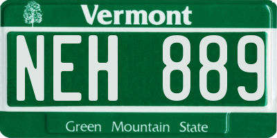 VT license plate NEH889