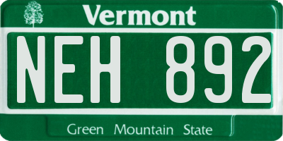 VT license plate NEH892