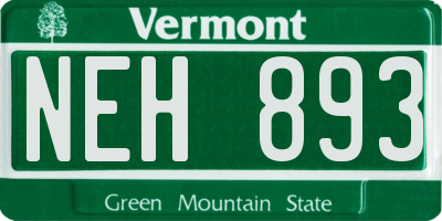 VT license plate NEH893