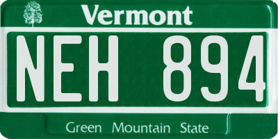 VT license plate NEH894