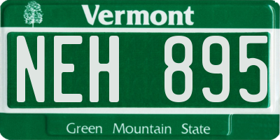 VT license plate NEH895