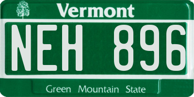 VT license plate NEH896
