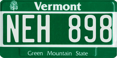 VT license plate NEH898