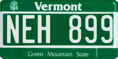 VT license plate NEH899