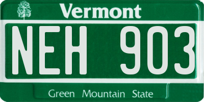 VT license plate NEH903