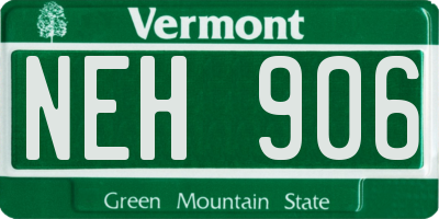 VT license plate NEH906