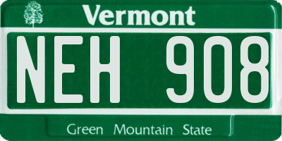 VT license plate NEH908