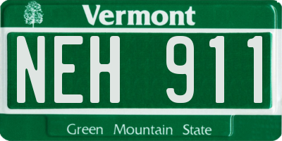 VT license plate NEH911