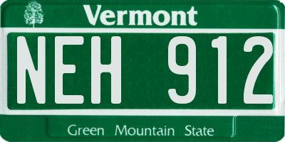 VT license plate NEH912