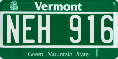VT license plate NEH916