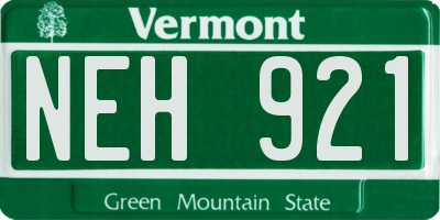 VT license plate NEH921